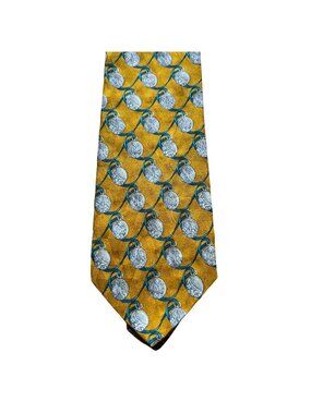 Givenchy Gentleman Paris Gold & Blue Pattern 100% Silk Tie Necktie
